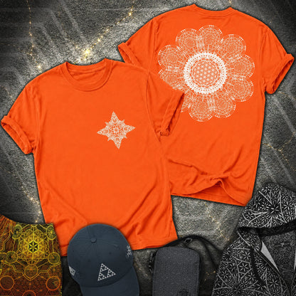 Geometric Flower 2 Sided T-Shirt - Geometric Flower 2 Sided T-Shirt - Orange