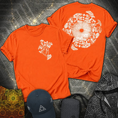 Mushroom Heart Mushroom Iris 2 Sided T-Shirt - Mushroom Heart Mushroom Iris 2 Sided T-Shirt - Orange