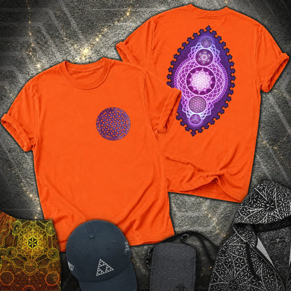 Fractal Sacred Geometry 2 Sided T-Shirt - Fractal Sacred Geometry 2 Sided T-Shirt - Orange