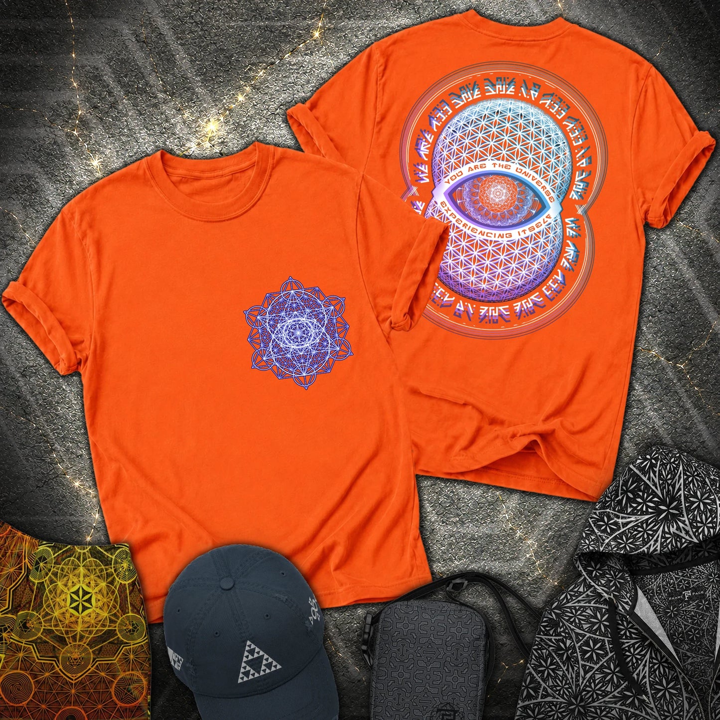 Alan Watts Universe 2 Sided T-Shirt - Alan Watts Universe 2 Sided T-Shirt - Orange