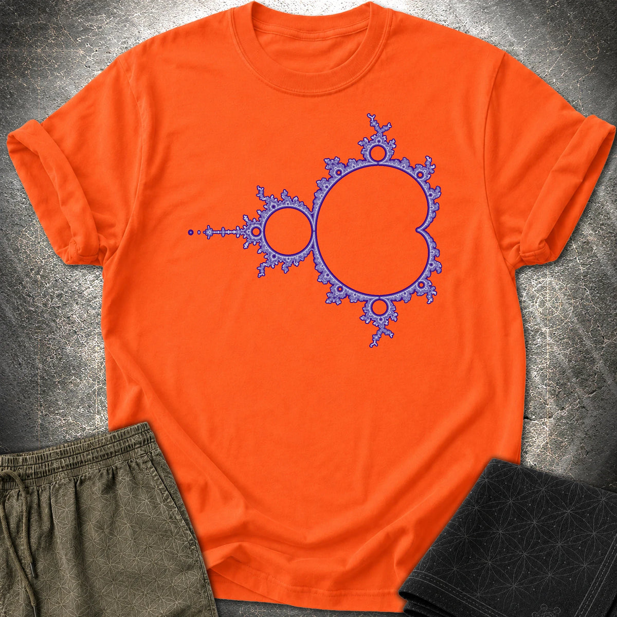 Mandelbrot Set Psychedelic Fractal Math Art T-Shirt - Mandelbrot Set Psychedelic Fractal Math Art T-Shirt - Orange