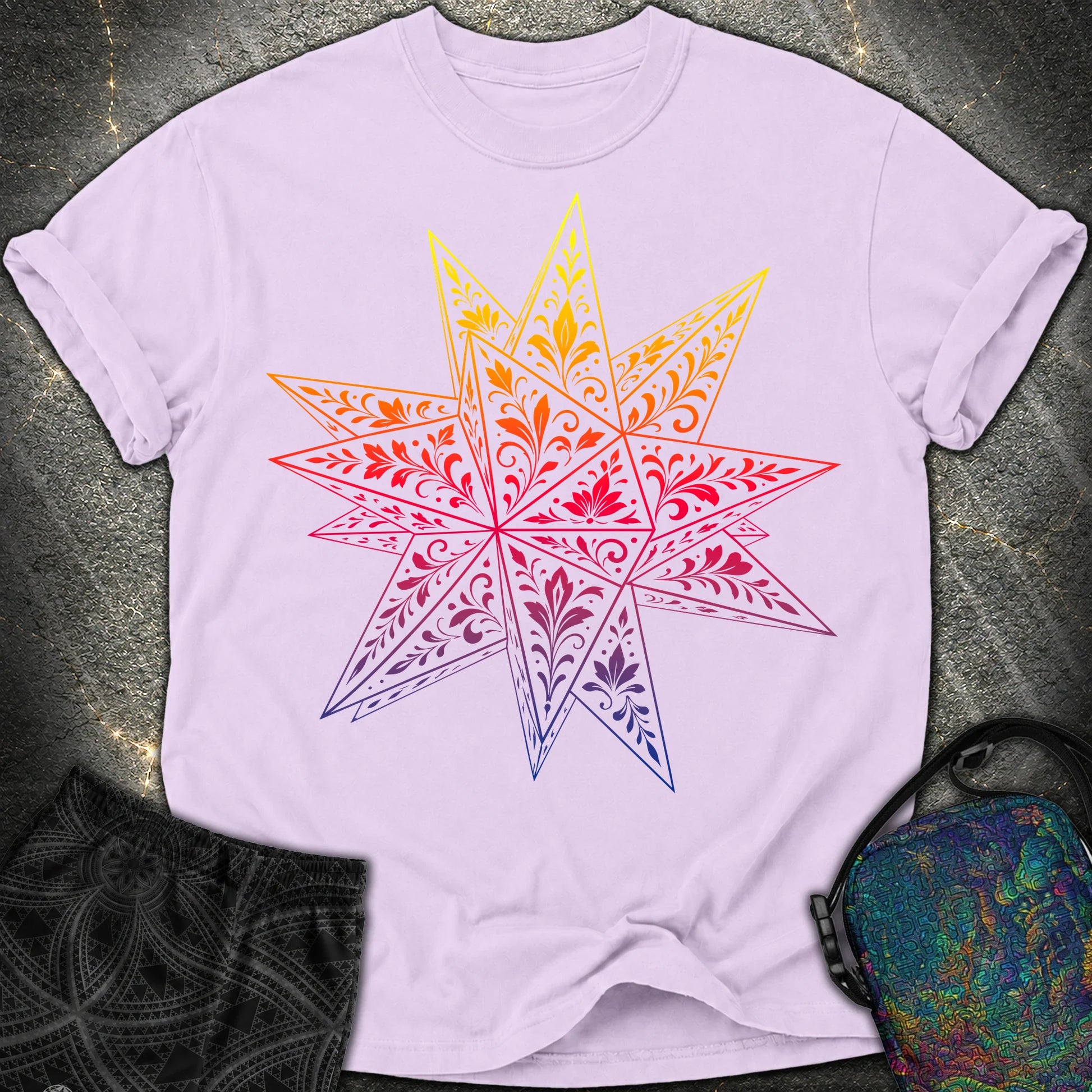 Colorful Stellated Dodecahedron - Colorful Stellated Dodecahedron Comfort T-Shirt - Orchid