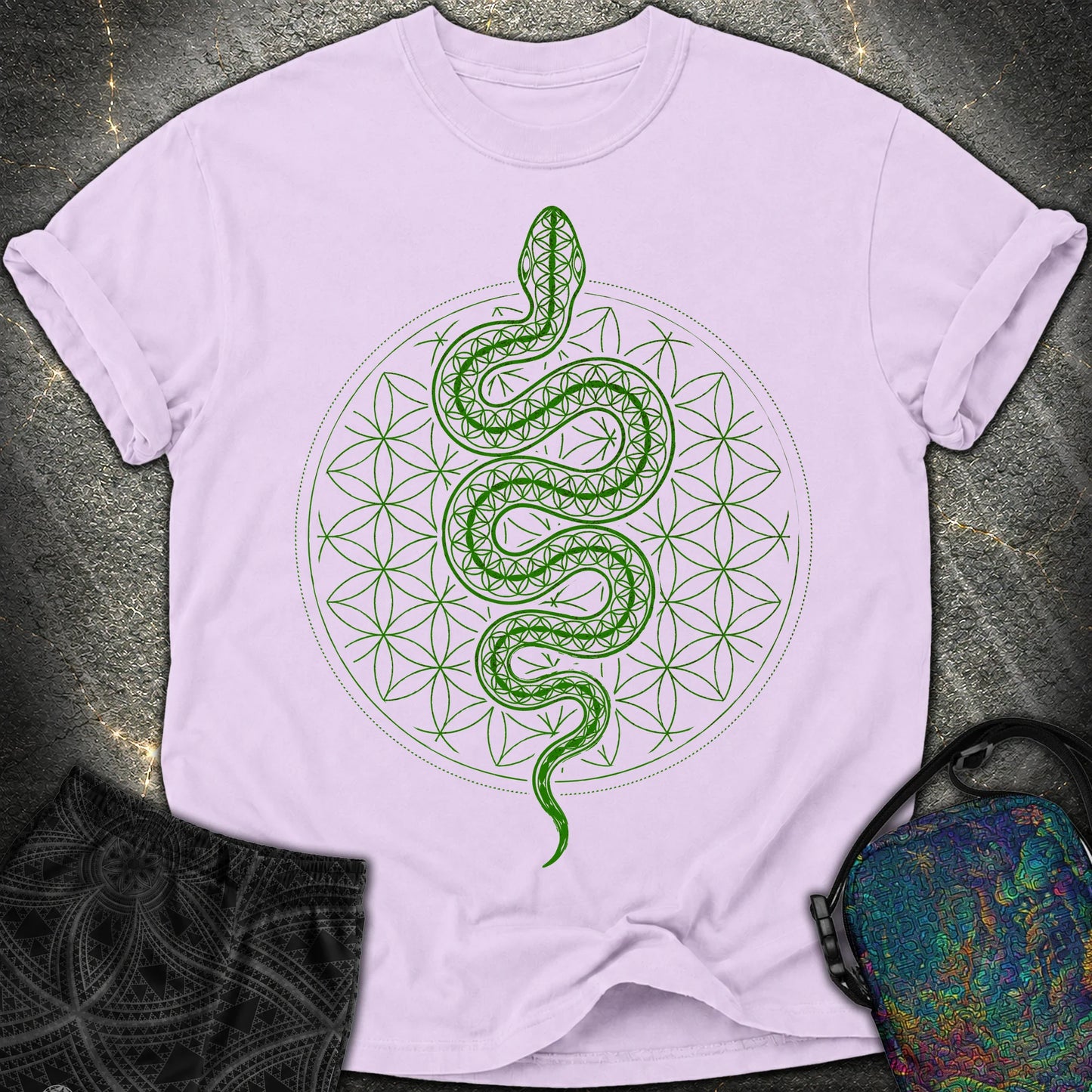 Flower of Life Serpent Comfort T-Shirt - Flower of Life Serpent Comfort T-Shirt - Orchid