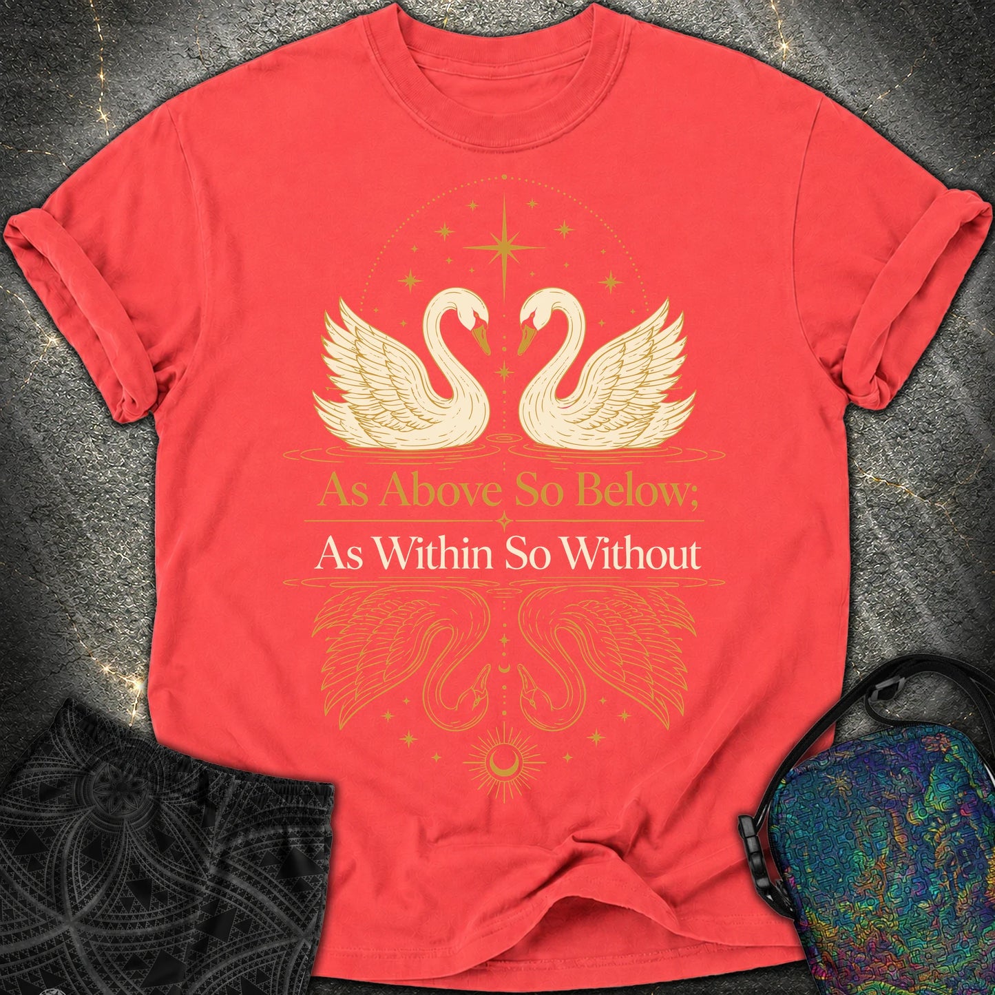 As Above So Below Swans - As Above So Below Swans Comfort T-Shirt - Paprika