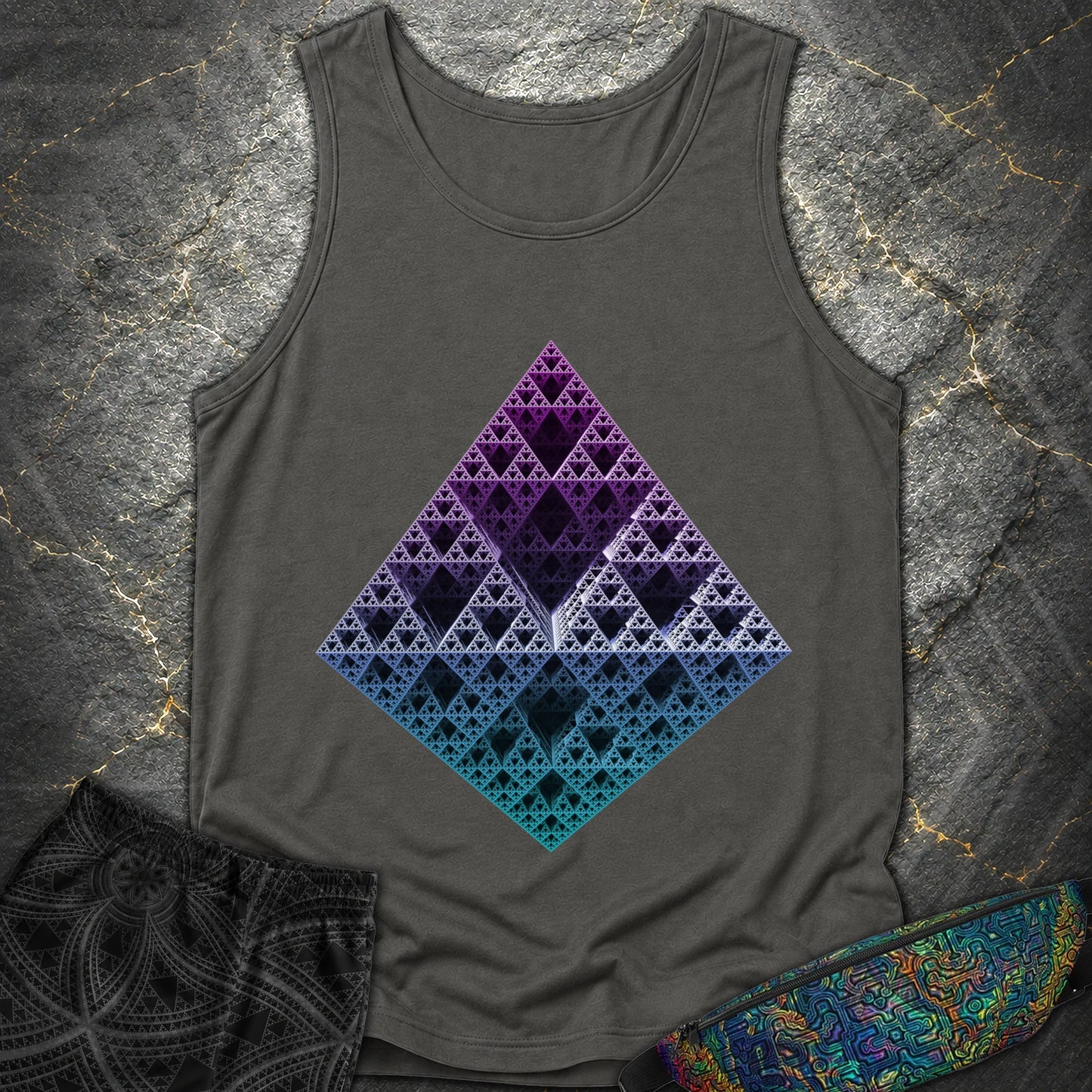 Sierpinski 3D Fractal T-Shirt - Sierpinski 3D Fractal Comfort Tank Top - Pepper