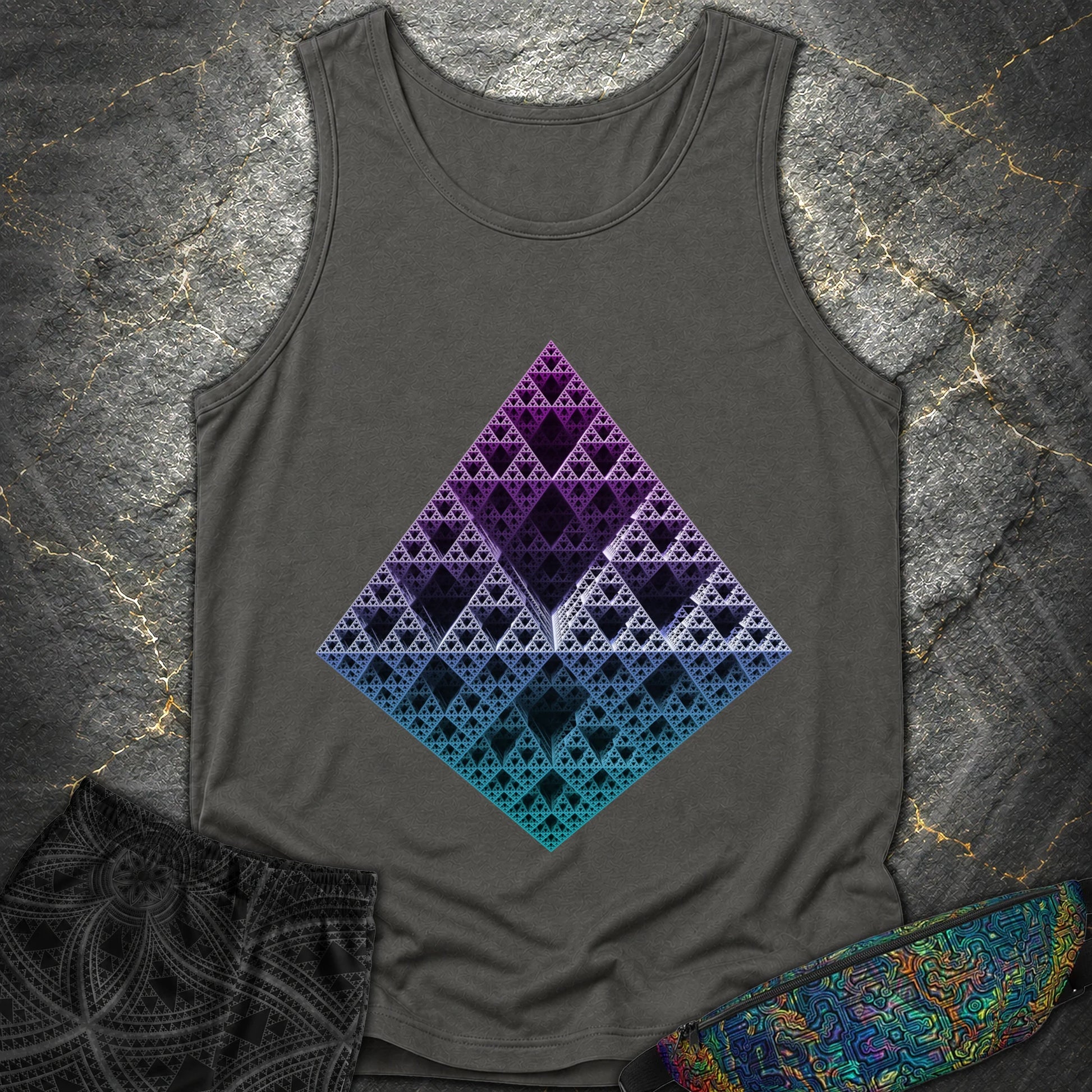 Sierpinski 3D Fractal T-Shirt - Sierpinski 3D Fractal Comfort Tank Top - Pepper