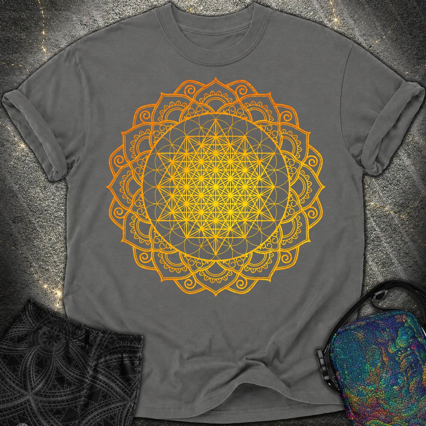 Tetrahedron Mandala T-Shirt - Tetrahedron Mandala Comfort T-Shirt - Pepper