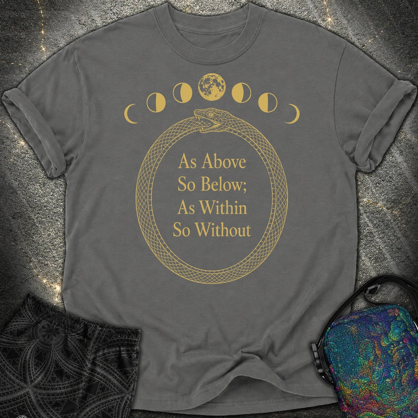 As Above So Below Gold Ouroboros - As Above So Below Gold Ouroboros Comfort T-Shirt - Pepper