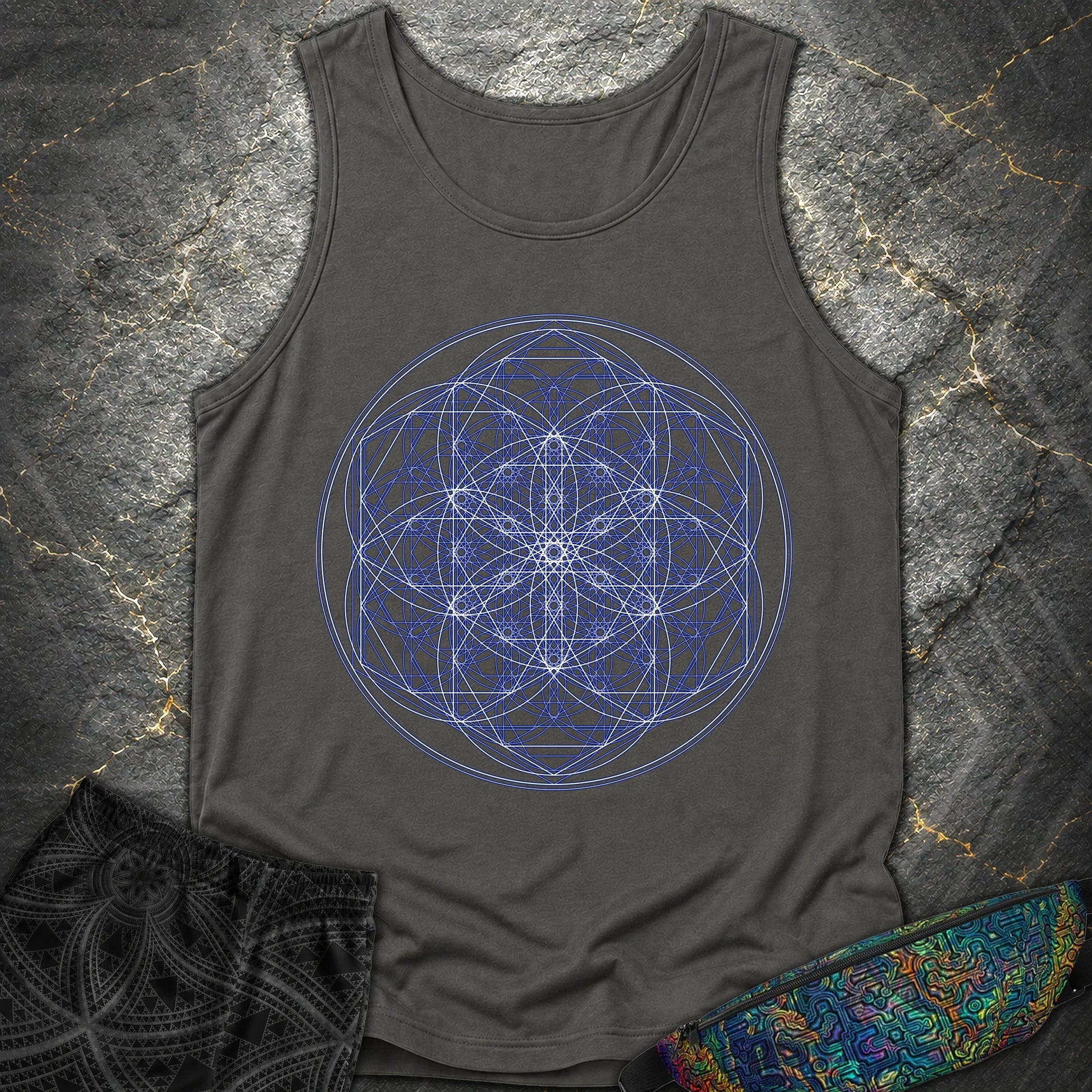 Sacred Flower Grids - Sacred Flower Grids Comfort Tank Top - Pepper