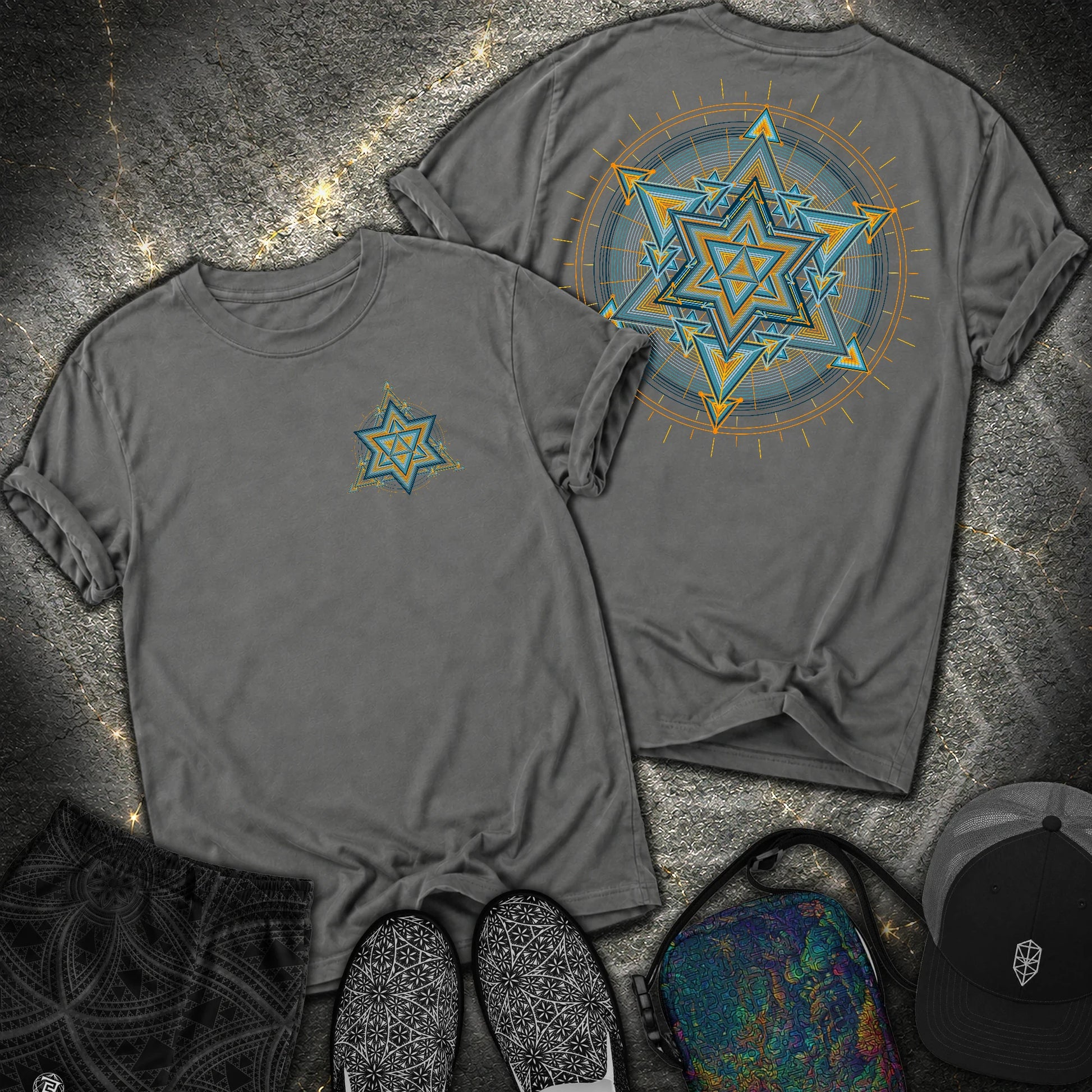 Merkaba Light Matrix Small Front 2 Sided Comfort T-Shirt - Merkaba Light Matrix Small Front 2 Sided Comfort T-Shirt - Pepper
