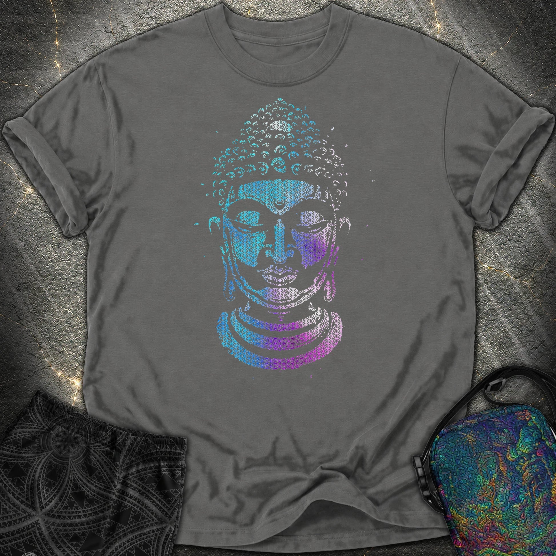Buddha Flower Of Life Pattern Comfort T-Shirt - Buddha Flower Of Life Pattern Comfort T-Shirt - Pepper