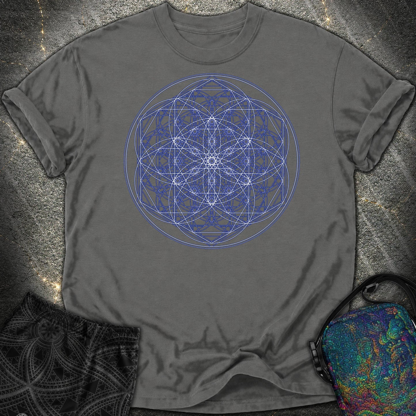 Sacred Flower Grids Comfort T-Shirt - Sacred Flower Grids Comfort T-Shirt - Pepper