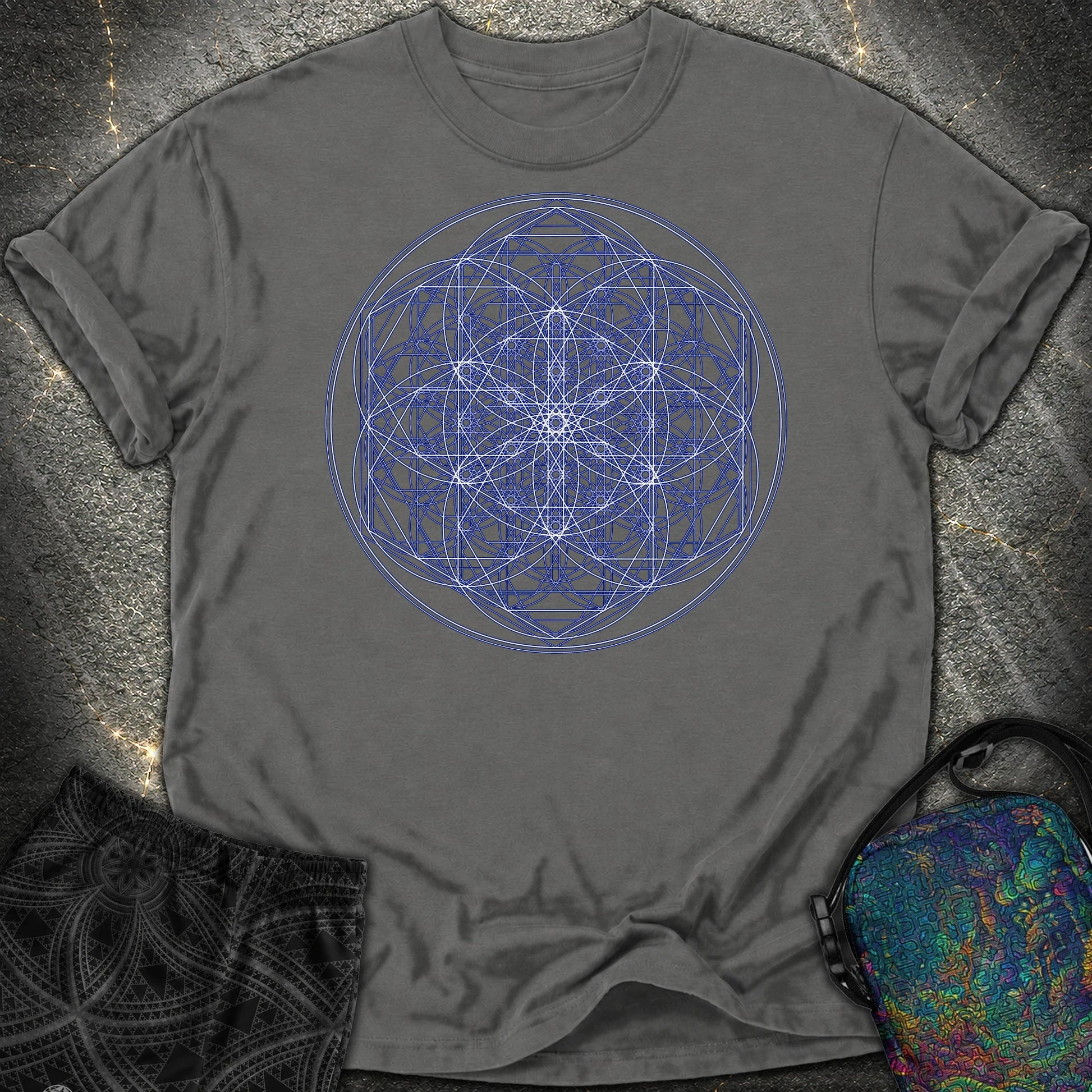 Sacred Flower Grids Comfort T-Shirt - Sacred Flower Grids Comfort T-Shirt - Pepper