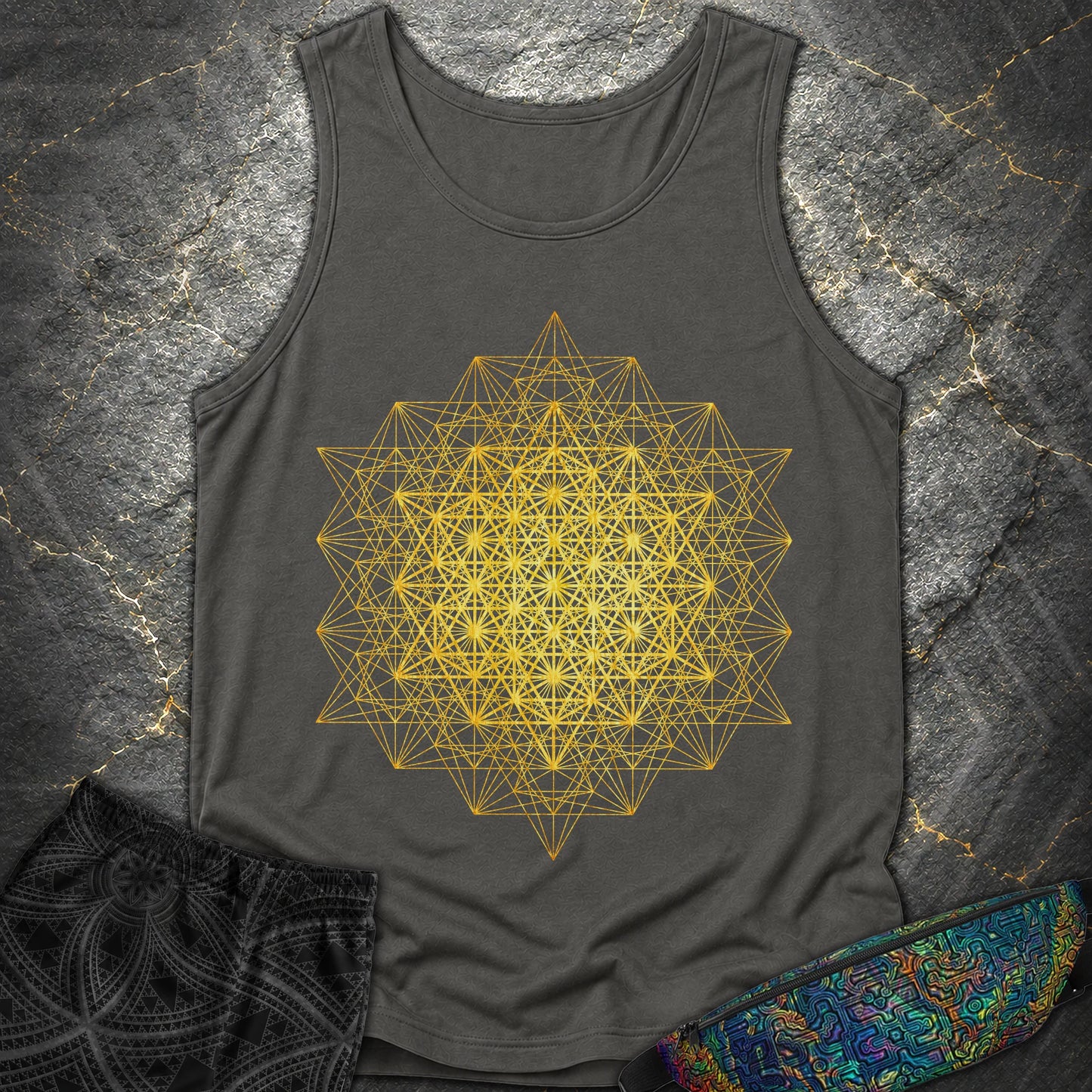 64 Tetrahedron Metatron Grid - 64 Tetrahedron Metatron Grid Comfort Tank Top - Pepper