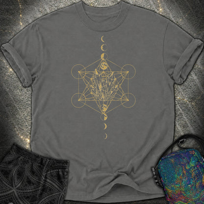 Metatron Crystal Moon Phases - Metatron Crystal Moon Phases Comfort T-Shirt - Pepper