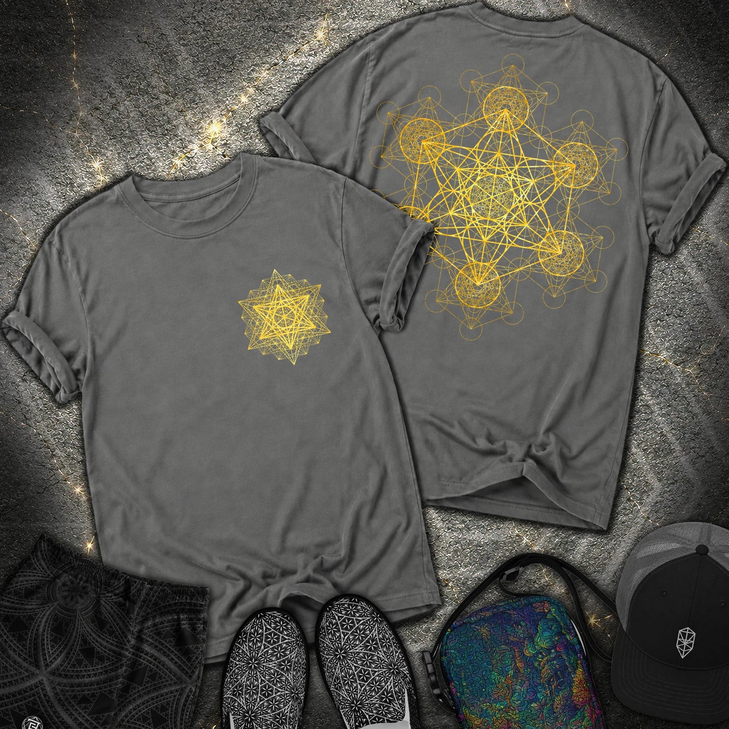 Metatron Fractal 2 Sided T-Shirt - Metatron Fractal 2 Sided Comfort T-Shirt - Pepper