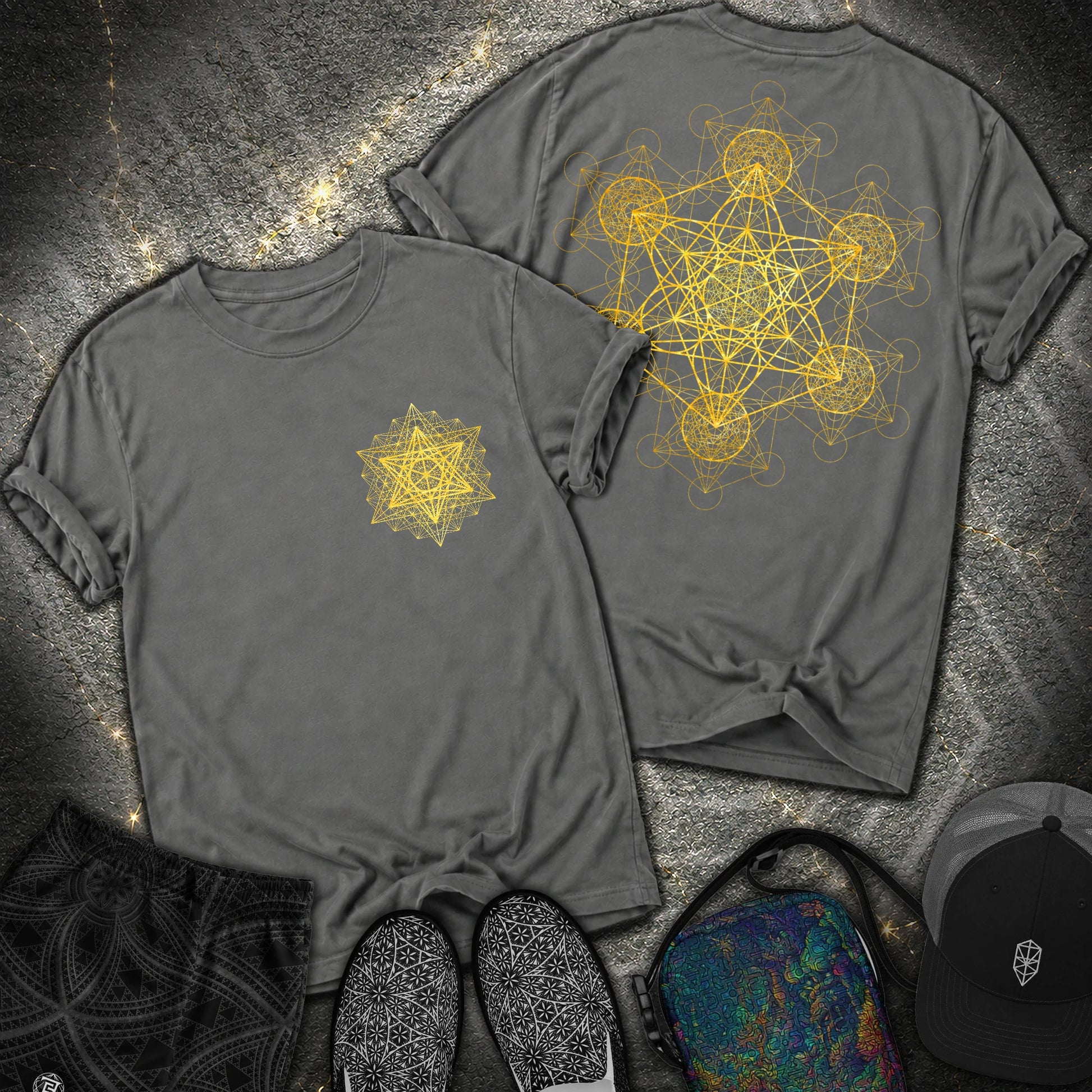 Metatron Fractal 2 Sided T-Shirt - Metatron Fractal 2 Sided Comfort T-Shirt - Pepper