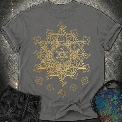 Metatron and Platonic Solids T-Shirt - Metatron and Platonic Solids Comfort T-Shirt - Pepper