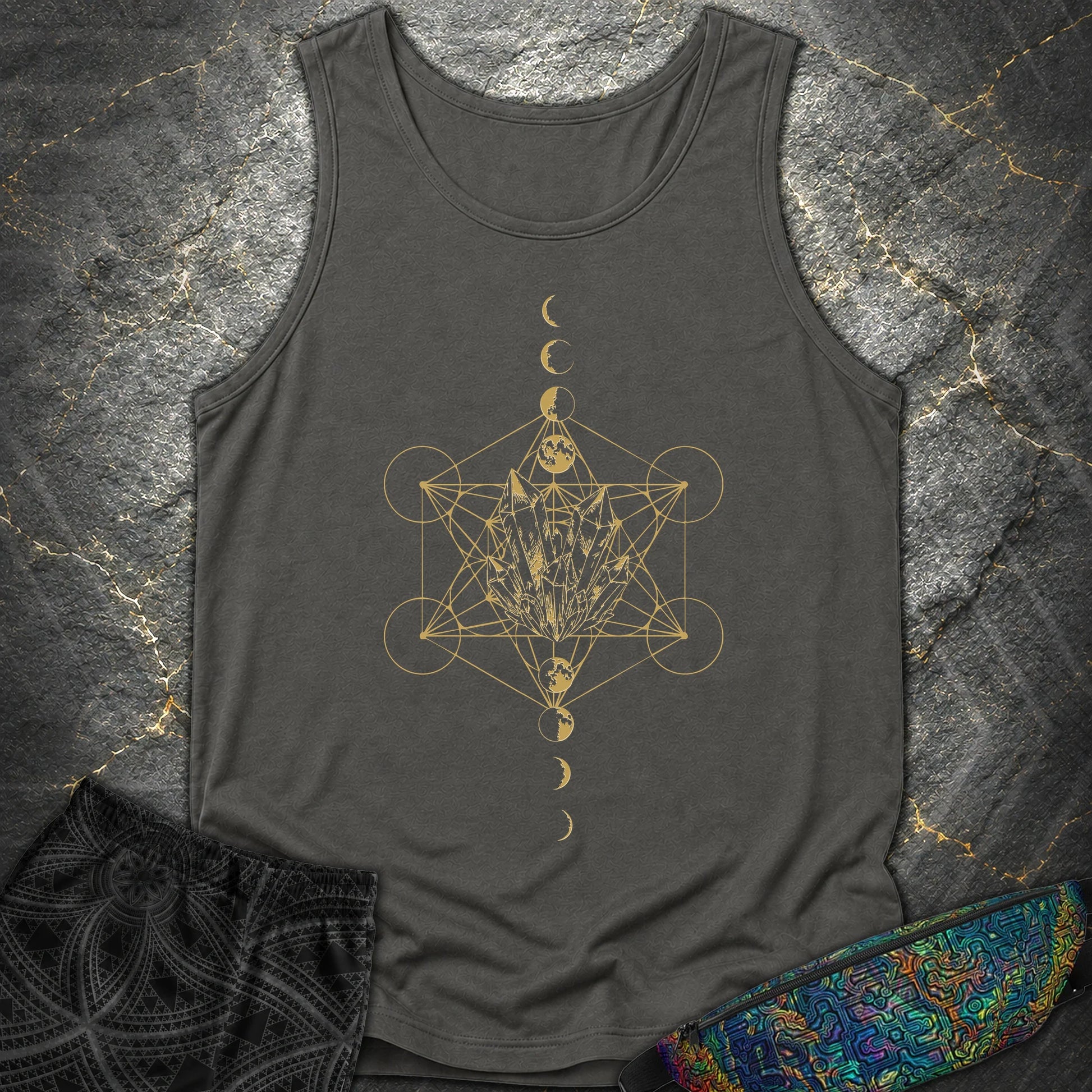 Metatron Crystal Moon Phases - Metatron Crystal Moon Phases Comfort Tank Top - Pepper