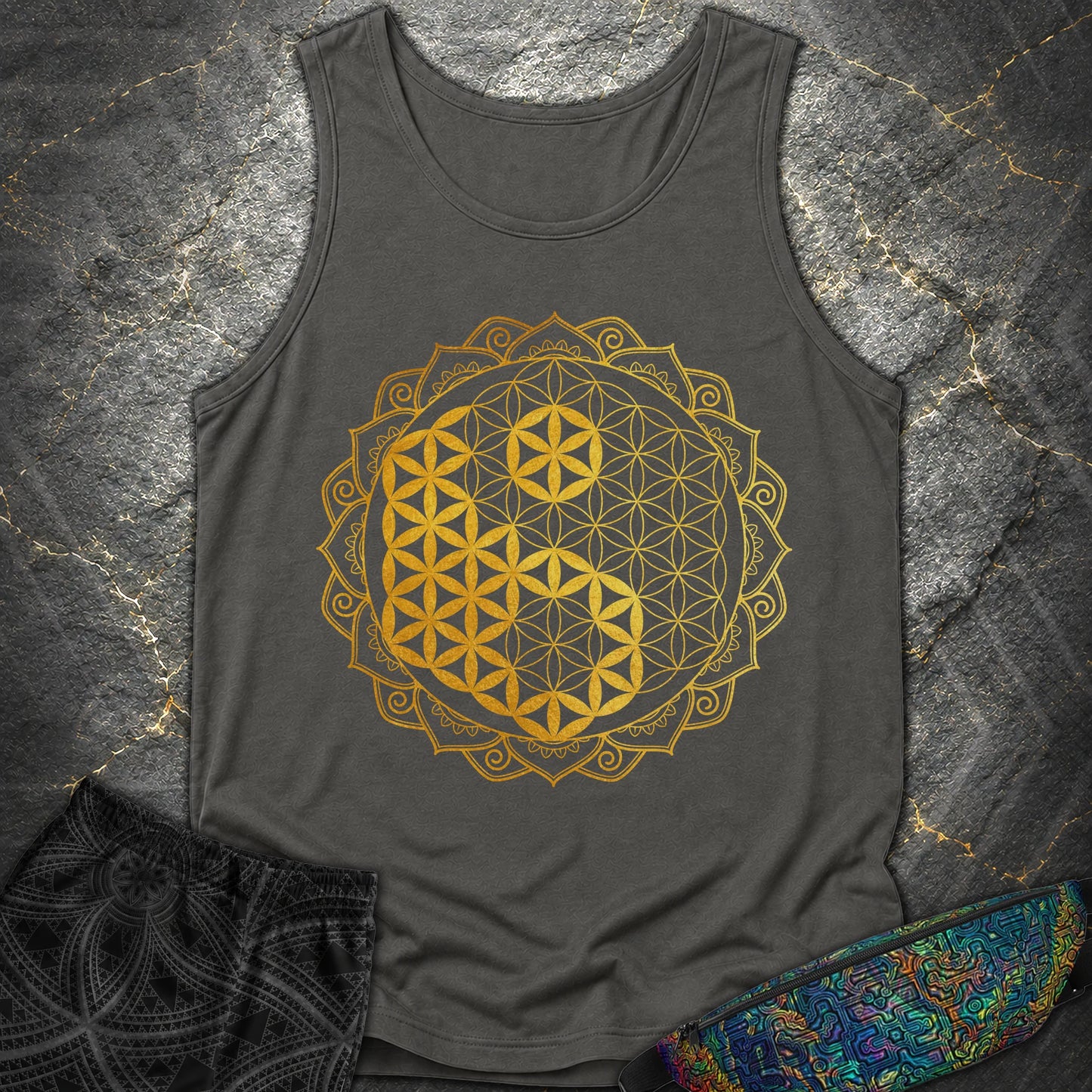 Yin Yang Gold Mandala - Yin Yang Gold Mandala Comfort Tank Top - Pepper
