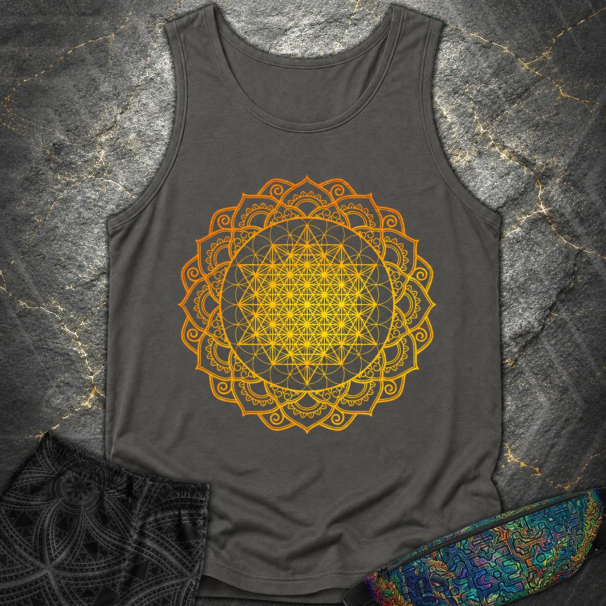 Tetrahedron Mandala T-Shirt - Tetrahedron Mandala Comfort Tank Top - Pepper