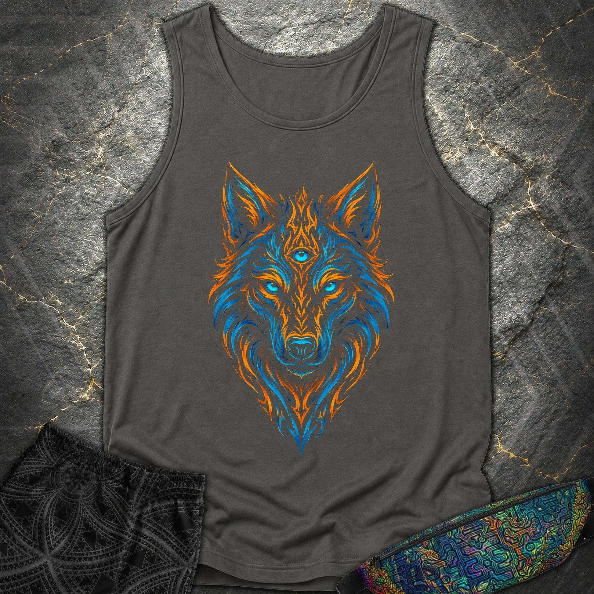 Mystic Tribal Wolf Comfort Tank Top - Mystic Tribal Wolf Comfort Tank Top - Pepper