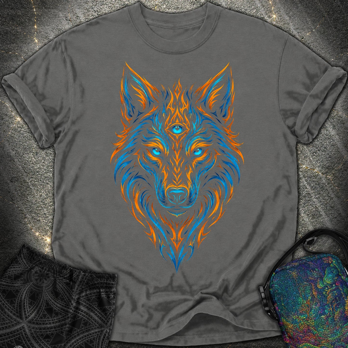 Mystic Tribal Wolf Comfort T-Shirt - Mystic Tribal Wolf Comfort T-Shirt - Pepper