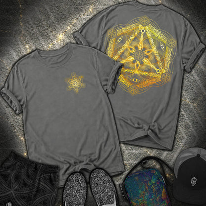 Interdimensional Tesseract Metatron 2 Sided Comfort T-Shirt - Interdimensional Tesseract Metatron 2 Sided Comfort T-Shirt - Pepper