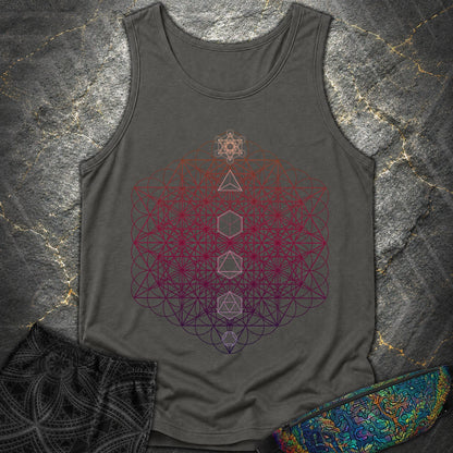 64 Tetrahedron Platonic Solids Metatron - 64 Tetrahedron Platonic Solids Metatron Tank Top - Pepper