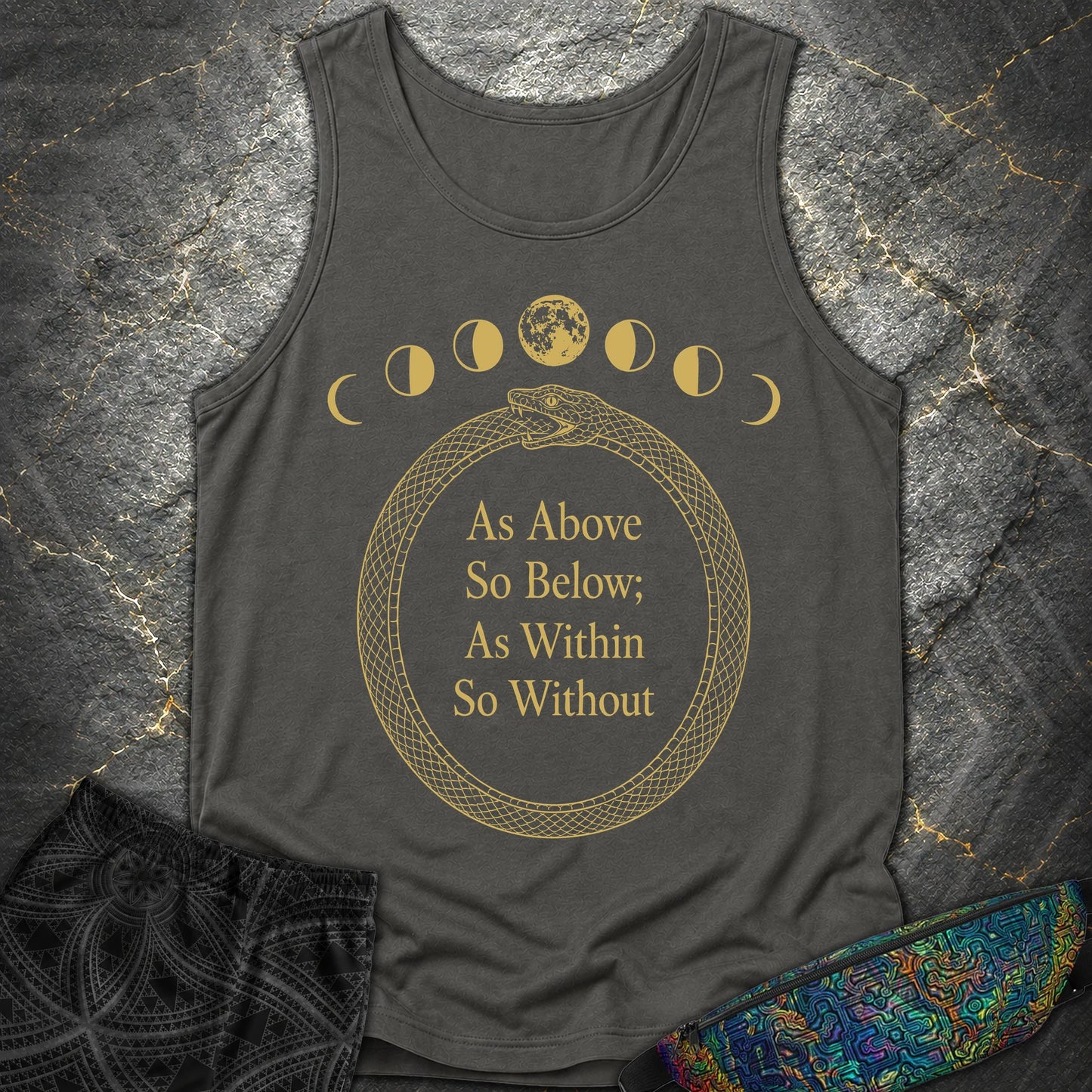 As Above So Below Gold Ouroboros - As Above So Below Gold Ouroboros Comfort Tank Top - Pepper
