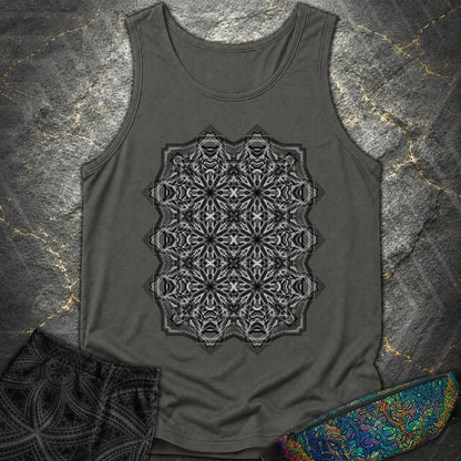 Monochrome Geometric Nexus - Monochrome Geometric Nexus Comfort Tank Top - Pepper