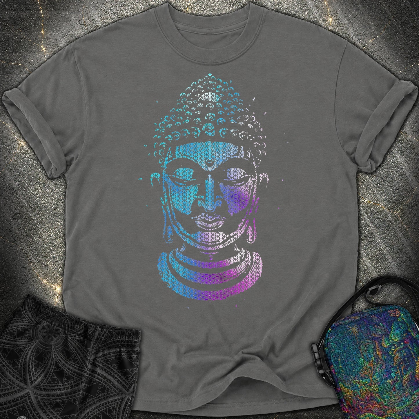 Buddha Flower Of Life Pattern Comfort T-Shirt - Buddha Flower Of Life Pattern Comfort T-Shirt - Pepper