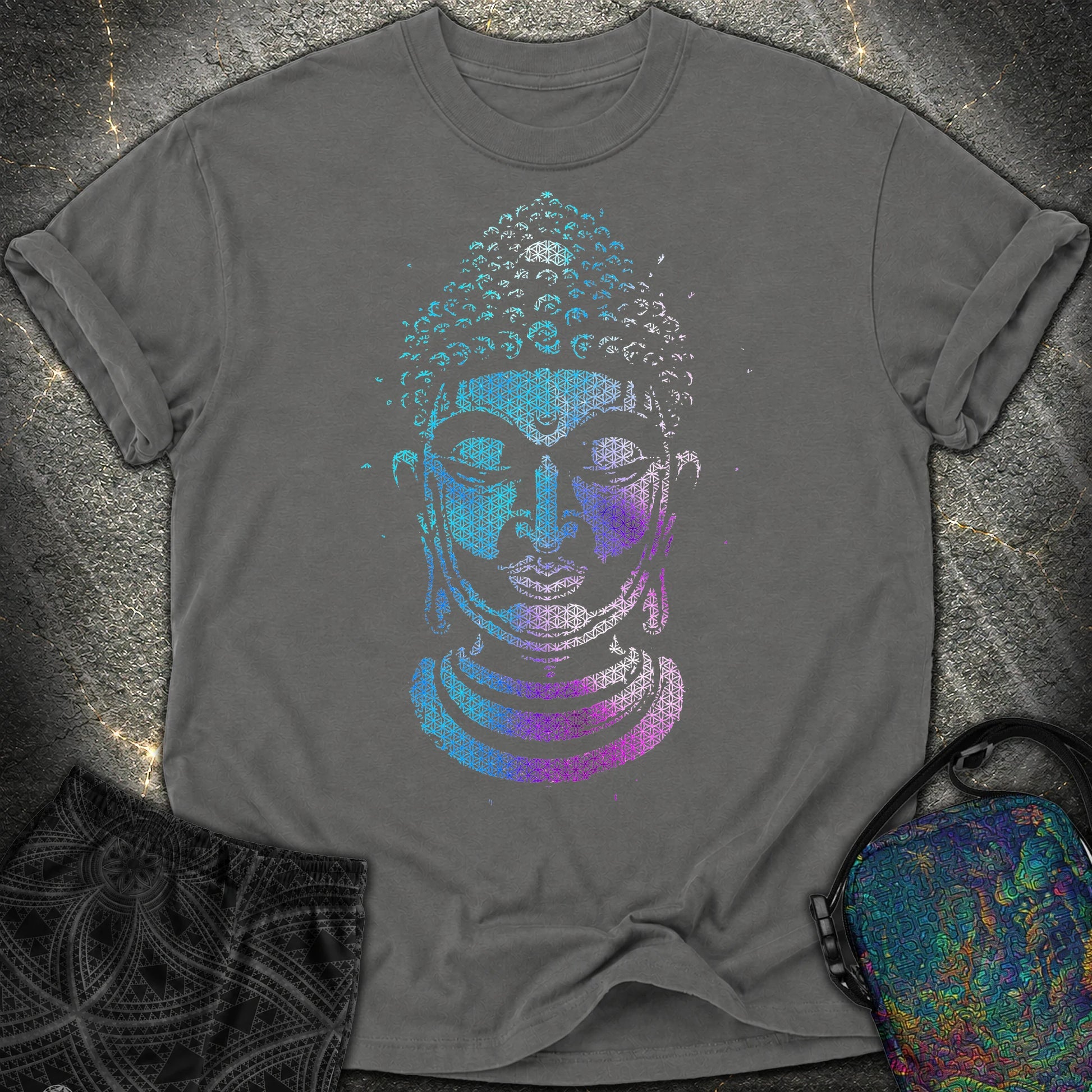 Buddha Flower Of Life Pattern Comfort T-Shirt - Buddha Flower Of Life Pattern Comfort T-Shirt - Pepper