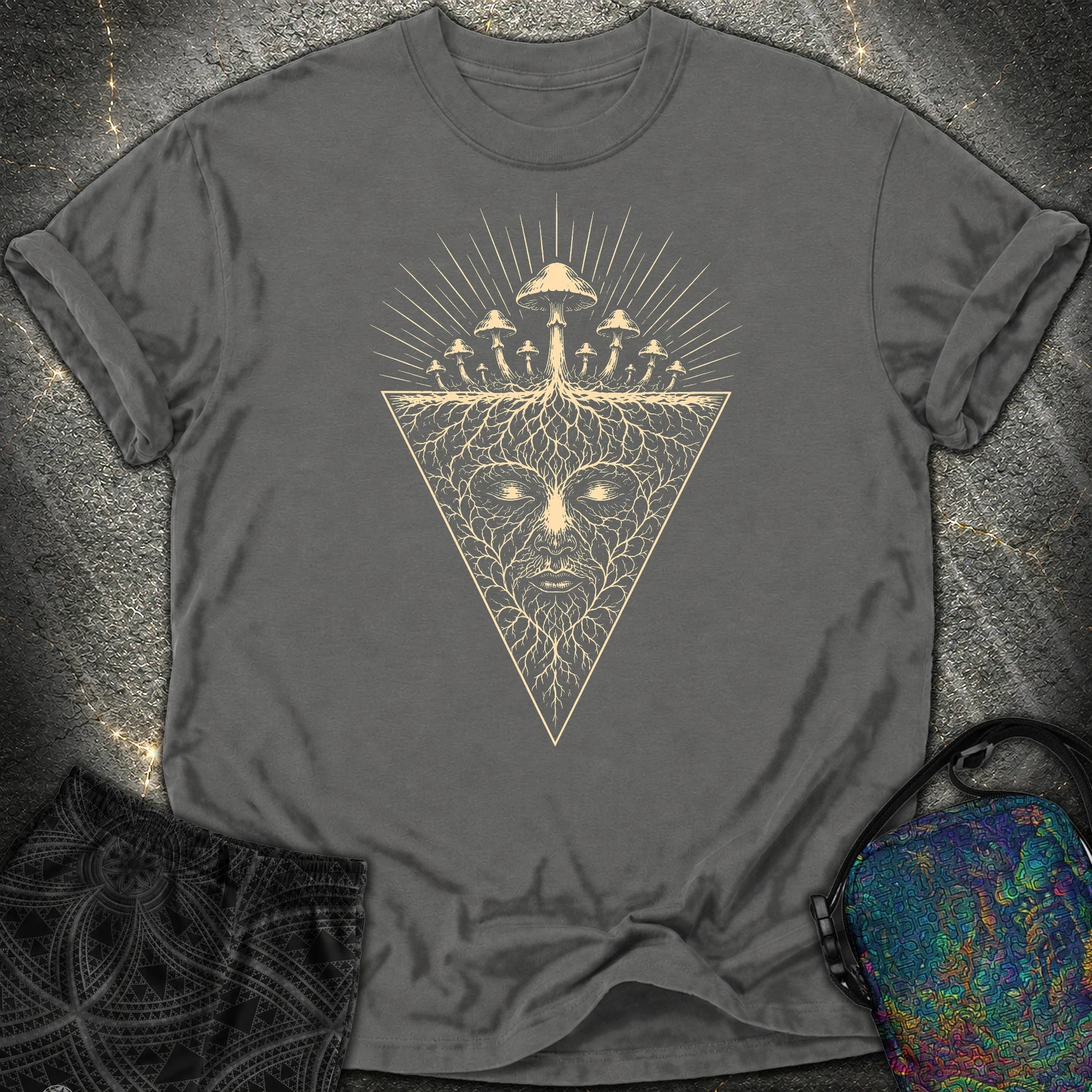 Mycelium Consciousness Comfort T-Shirt - Mycelium Consciousness Comfort T-Shirt - Pepper