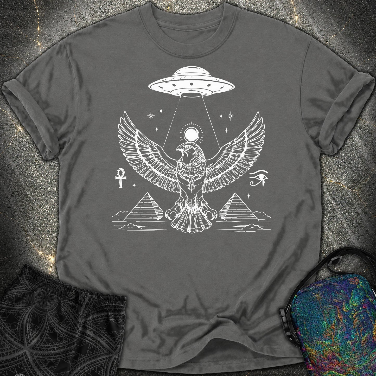 Solar Falcon Beneath the Starship - Solar Falcon Beneath the Starship Comfort T-Shirt - Pepper
