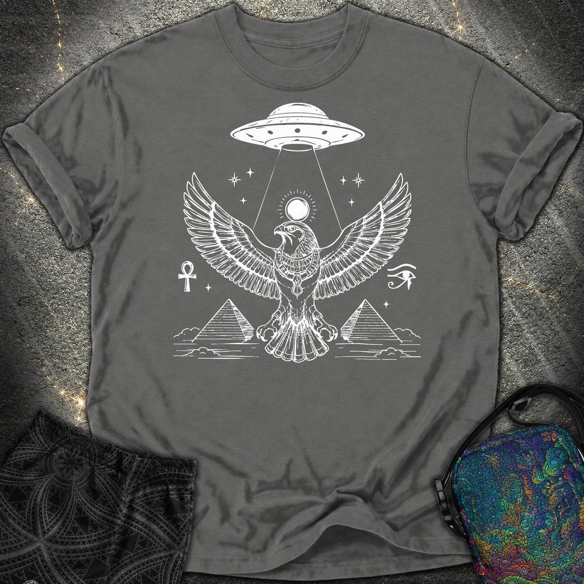 Solar Falcon Beneath the Starship - Solar Falcon Beneath the Starship Comfort T-Shirt - Pepper
