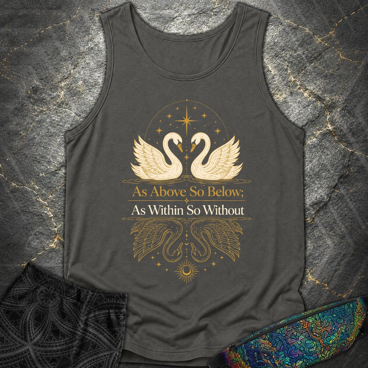 As Above So Below Swans - As Above So Below Swans Comfort Tank Top - Pepper