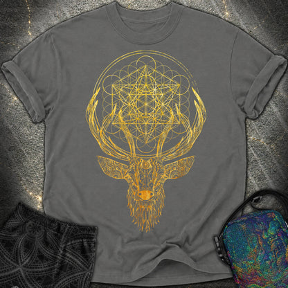 Metatron's Cube Deer T-Shirt - Metatron's Cube Deer Comfort T-Shirt - Pepper
