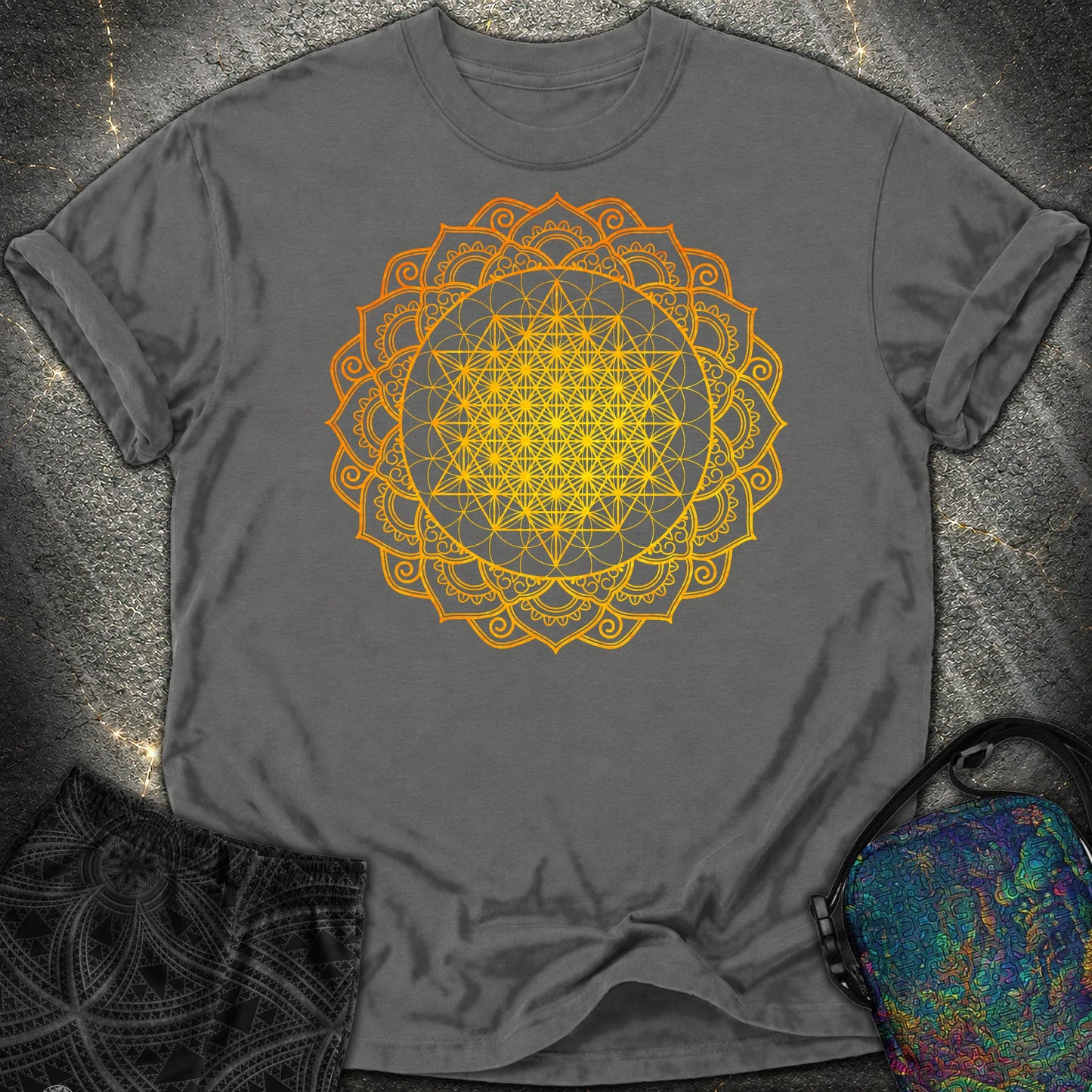 Tetrahedron Mandala Comfort T-Shirt - Tetrahedron Mandala Comfort T-Shirt - Pepper