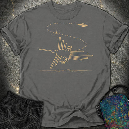 Geoglif Ptaka I Latający Spodek - Geoglif Ptaka I Latający Spodek Comfort T-Shirt - Pepper