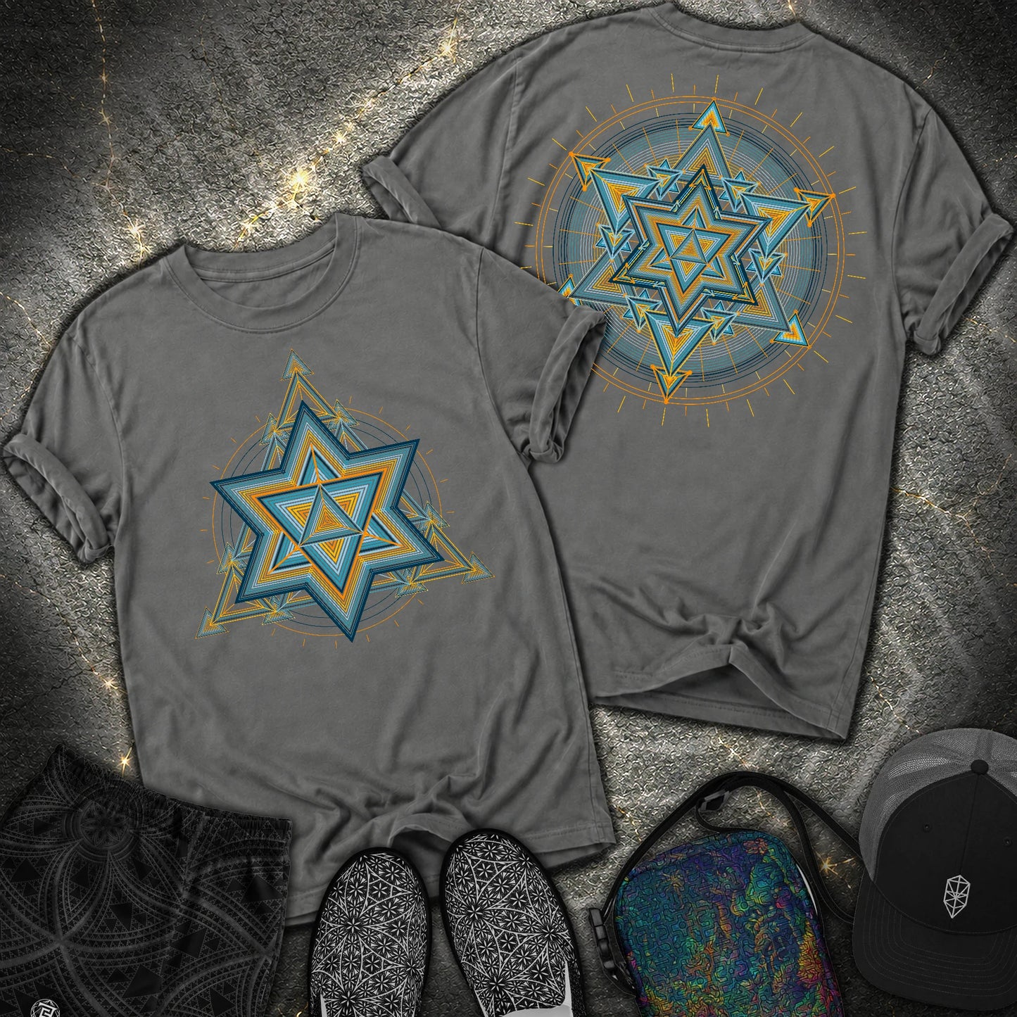 Merkaba Light Matrix 2 Sided Comfort T-Shirt - Merkaba Light Matrix 2 Sided Comfort T-Shirt - Pepper