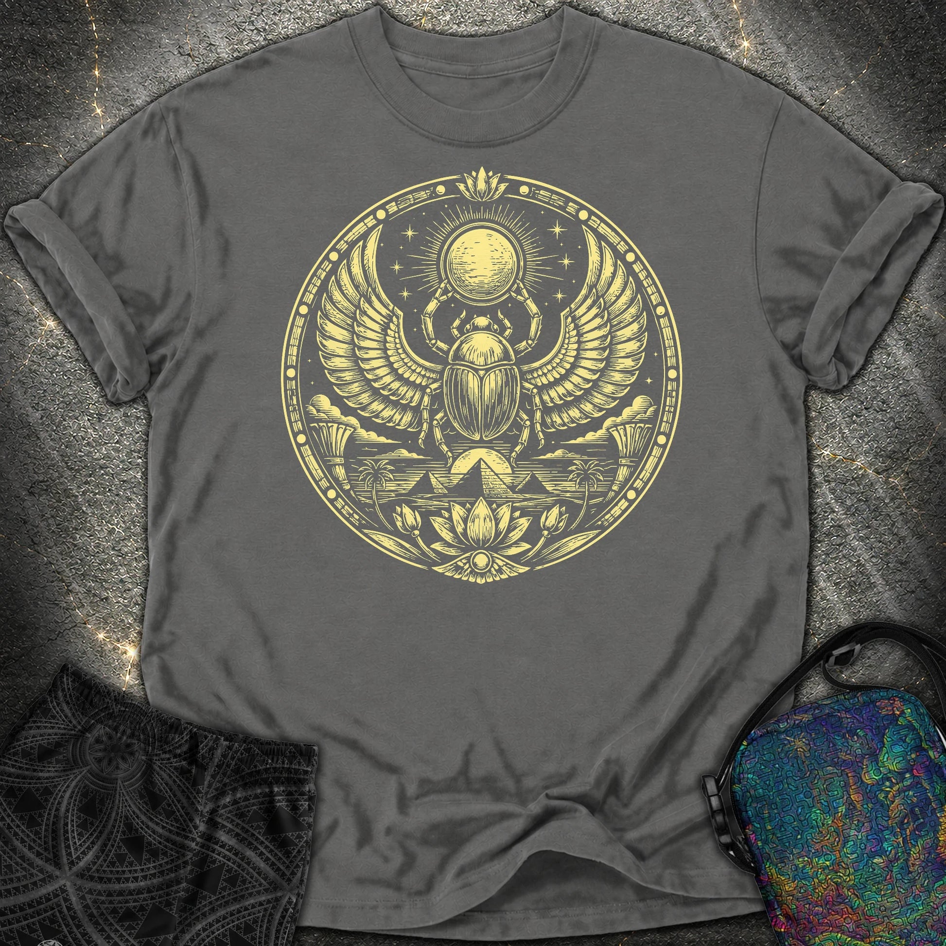 Winged Scarab of the Sun - Winged Scarab of the Sun Comfort T-Shirt - Pepper