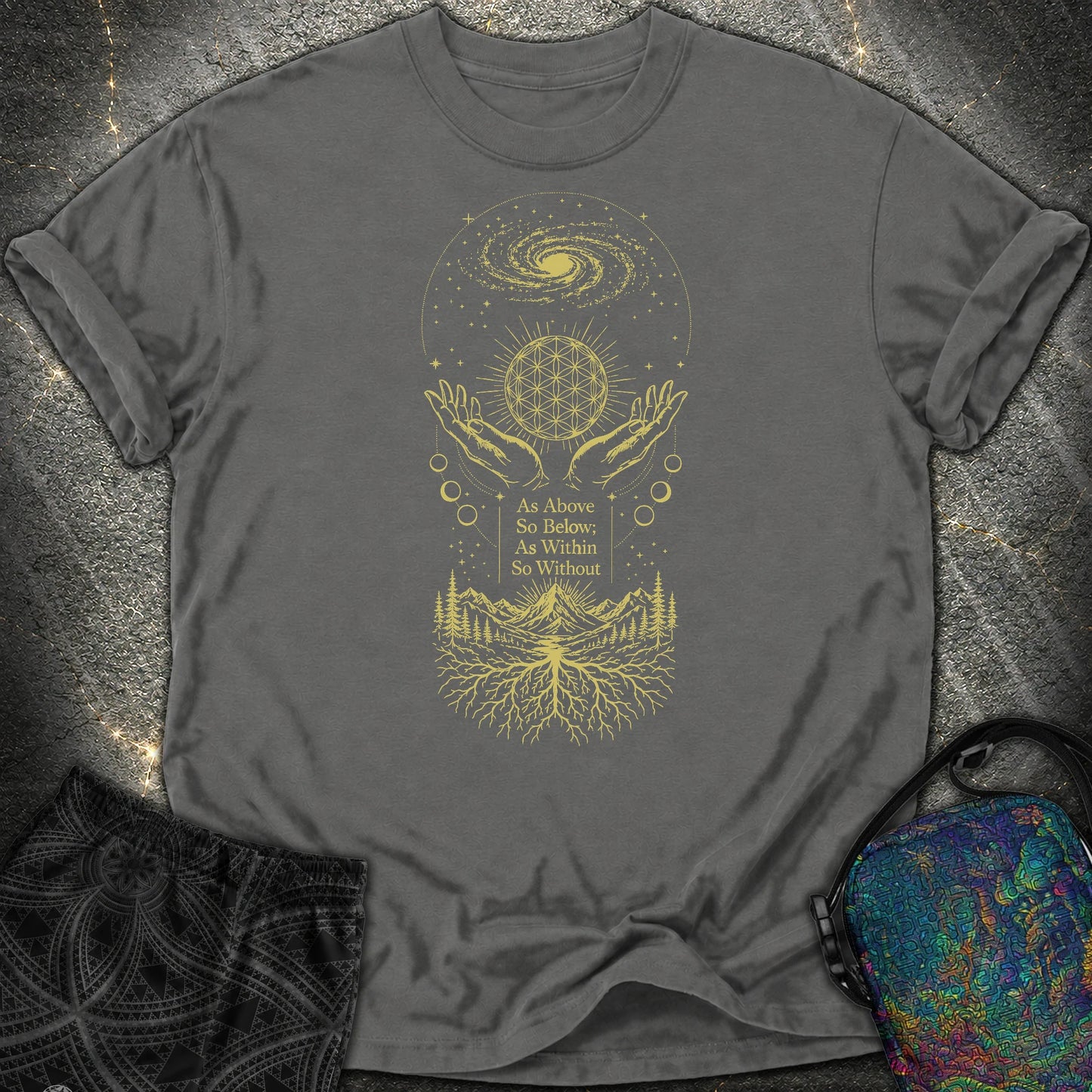 As Above So Below Flower Of Life Comfort T-Shirt - As Above So Below Flower Of Life Comfort T-Shirt - Pepper