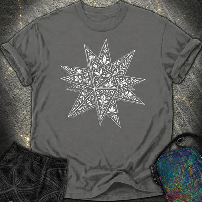 White Floral Stellated Dodecahedron Comfort T-Shirt - White Floral Stellated Dodecahedron Comfort T-Shirt - Pepper