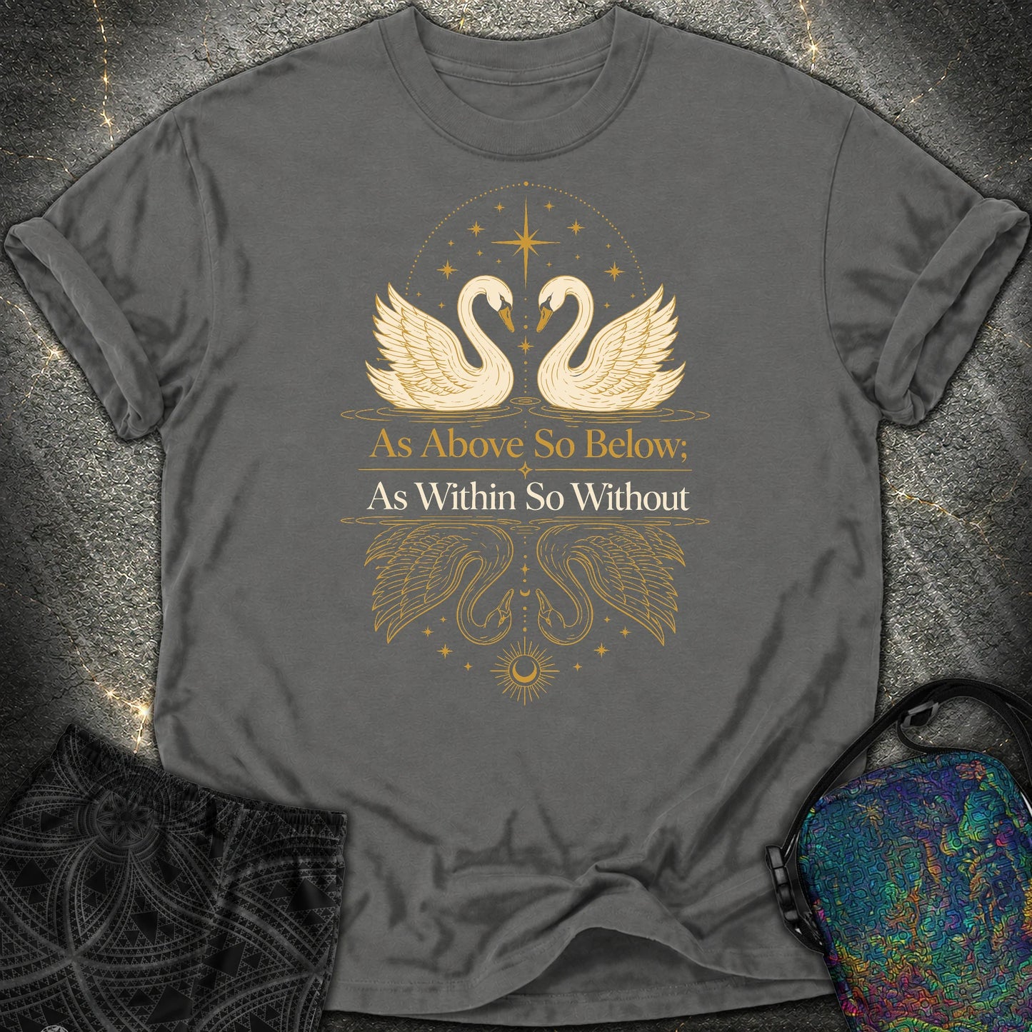 As Above So Below Swans Comfort T-Shirt - As Above So Below Swans Comfort T-Shirt - Pepper
