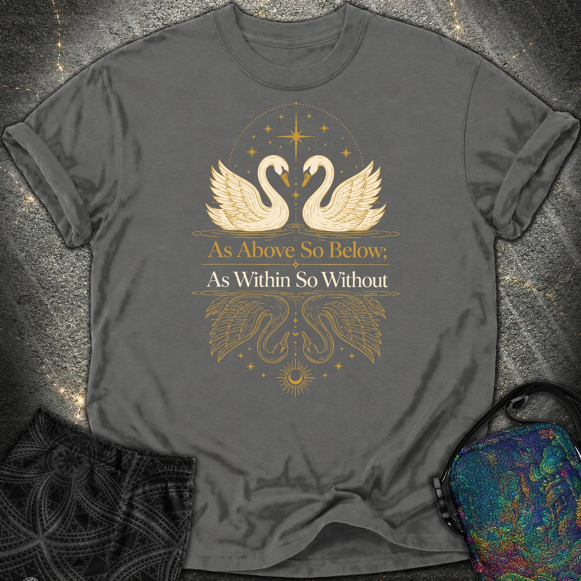 As Above So Below Swans Comfort T-Shirt - As Above So Below Swans Comfort T-Shirt - Pepper