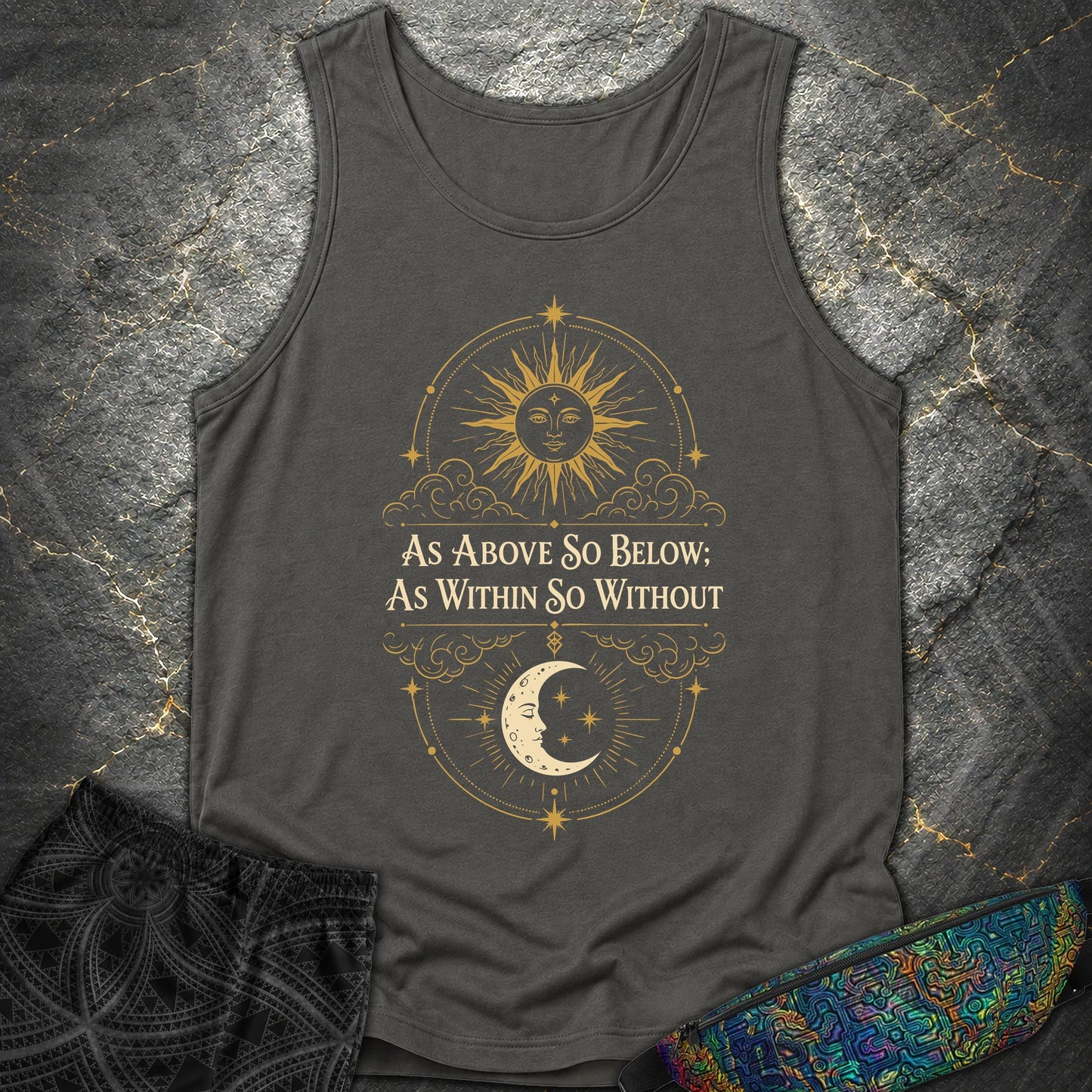As Above So Below Sun Moon Colored - As Above So Below Sun Moon Colored Comfort Tank Top - Pepper