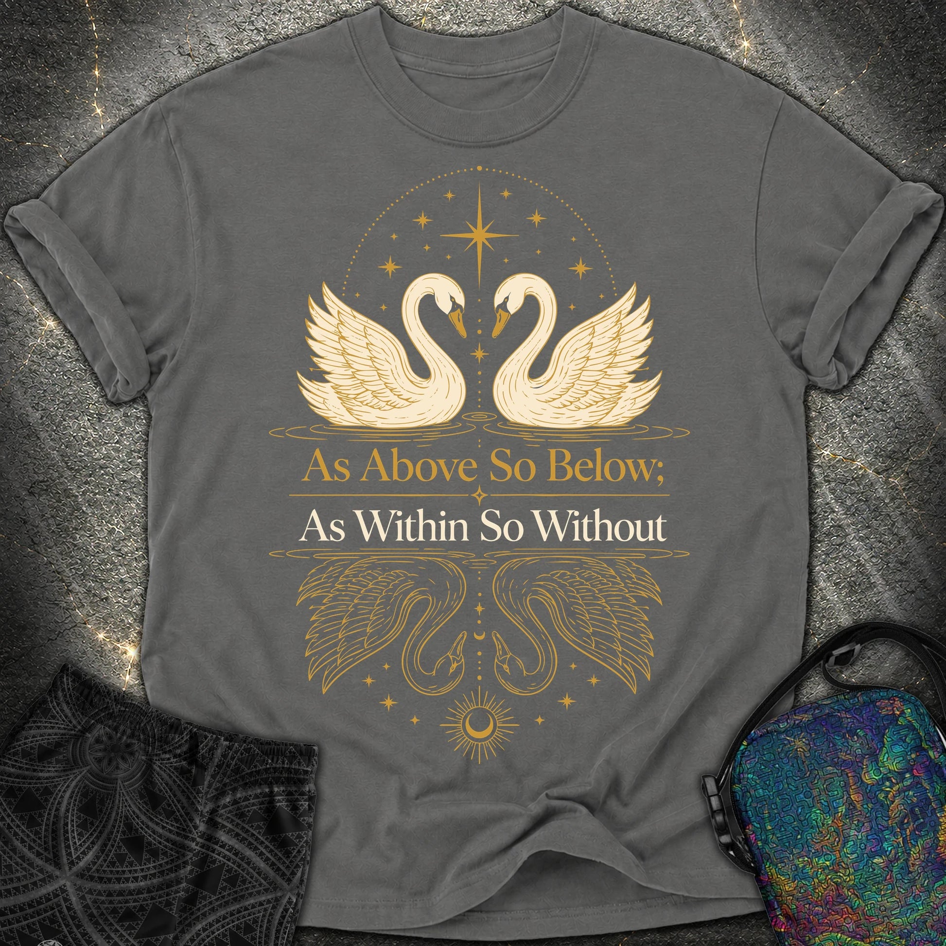 As Above So Below Swans - As Above So Below Swans Comfort T-Shirt - Pepper