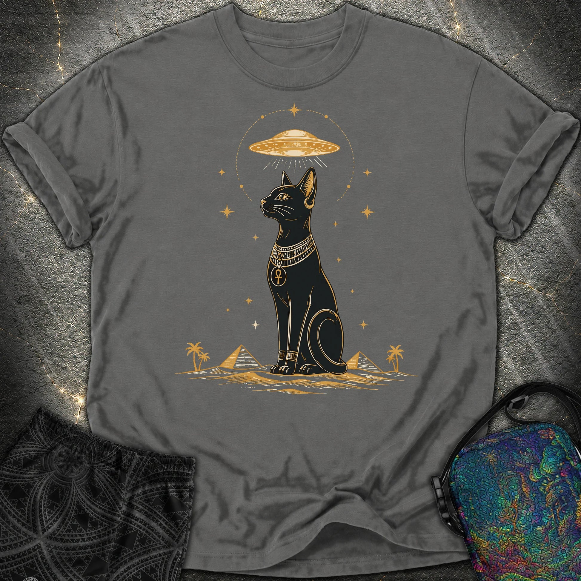 Celestial Cat Beneath the Starship - Celestial Cat Beneath the Starship Comfort T-Shirt - Pepper