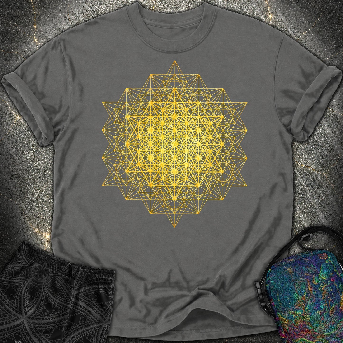 64 Tetrahedron Metatron Grid Comfort T-Shirt - 64 Tetrahedron Metatron Grid Comfort T-Shirt - Pepper